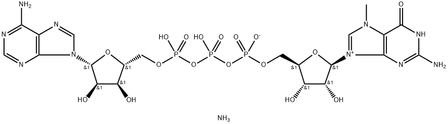 Guanosine 5'-(tetrahydrogen triphosphate), 7-methyl-, inner salt, P''→5'-ester with adenosine, diammonium salt (9CI) Struktur