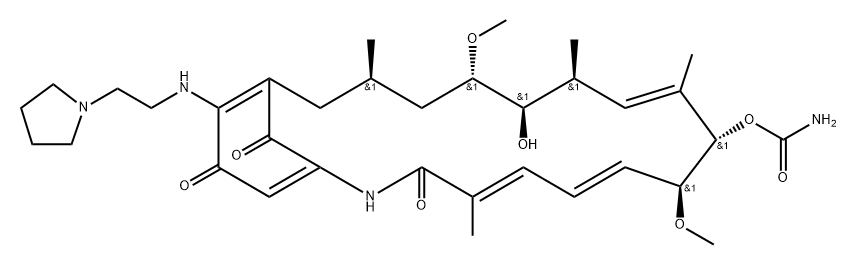 Geldanamycin, 17-demethoxy-17-[[2-(1-pyrrolidinyl)ethyl]amino]- Struktur