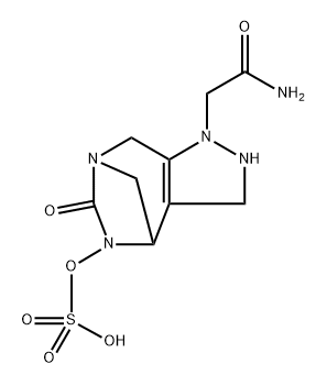 2,3,4,5,6,8-Hexahydro-6-oxo-5-(sulfooxy)-1H4,7-methanopyrazolo[3,4-e][1,3]diazepine-1- acetamide Struktur