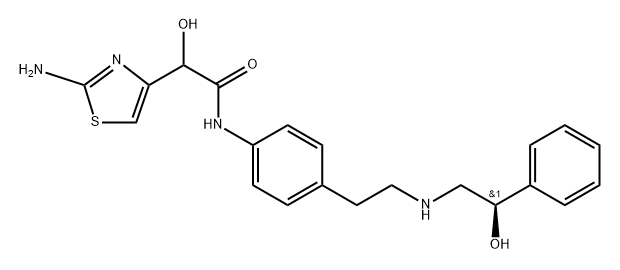 4-Thiazoleacetamide, 2-amino-α-hydroxy-N-[4-[2-[[(2R)-2-hydroxy-2-phenylethyl]amino]ethyl]phenyl]- Struktur