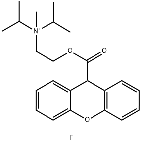 2-Propanaminium, N-methyl-N-(1-methylethyl)-N-[2-[(9H-xanthen-9-ylcarbonyl)oxy]ethyl]-, iodide (1:1),76726-94-8,结构式