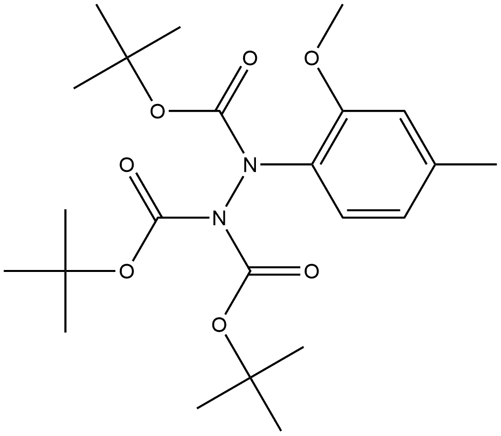 1-benzyl 1,2-tert-butyl (2-metoxy 4-metylphenyl)hydrazine-1,1,2-tricarboxylate 结构式