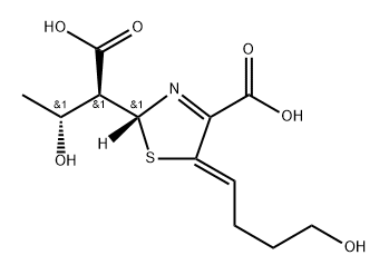 2-Thiazoleacetic acid, 4-carboxy-2,5-dihydro-5-(4-hydroxybutylidene)-α-[(1R)-1-hydroxyethyl]-, (αS,2R,5Z)- Struktur