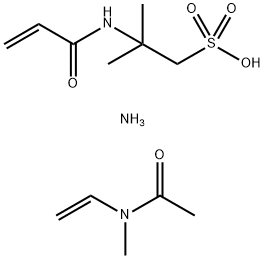 2-甲基-2-[(2-丙烯酰基)氨基]-1-丙磺酸一铵盐与N-乙烯基-N-甲基乙酰胺的聚合物, 77553-46-9, 结构式