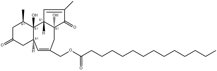 Myristic acid [(3aR)-3,3a,4,6aα,7,8,9,10,10a,10bβ-decahydro-3aα,10aβ-dihydroxy-2,10β-dimethyl-3,8-dioxobenz[e]azulen-5-yl]methyl ester|