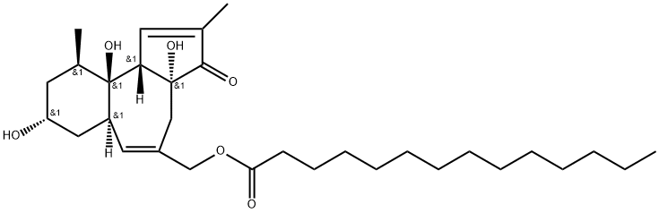 Myristic acid [(3aR)-3,3a,4,6aα,7,8,9,10,10a,10bβ-decahydro-3aα,8α,10aβ-trihydroxy-2,10β-dimethyl-3-oxobenz[e]azulen-5-yl]methyl ester|