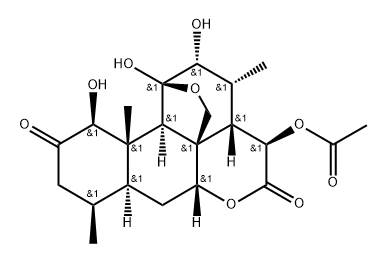 2,16-ジオキソ-11β,20-エポキシピクラサン-1β,11,12α,15β-テトラオール15-アセタート 化学構造式