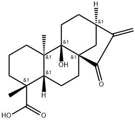 15-オキソ-9-ヒドロキシカウラ-16-エン-18-酸 化学構造式