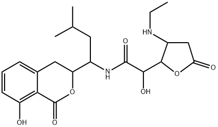 5-[N-[(S)-1-[[(S)-3,4-Dihydro-8-hydroxy-1-oxo-1H-2-benzopyran]-3-yl]-3-methylbutyl]aminocarbonyl]-2,3-dideoxy-3-ethylamino-D-ribo-pentonic acid 1,4-lactone|