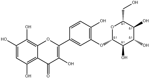 4H-1-Benzopyran-4-one, 2-[3-(β-D-glucopyranosyloxy)-4-hydroxyphenyl]-3,5,7,8-tetrahydroxy- 化学構造式