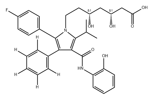 1H-Pyrrole-1-heptanoic acid, 2-(4-fluorophenyl)-β,δ-dihydroxy-4-[[(2-hydroxyphenyl)amino]carbonyl]-5-(1-methylethyl)-3-(phenyl-d5)-, (βR,δR)- (9CI) Struktur