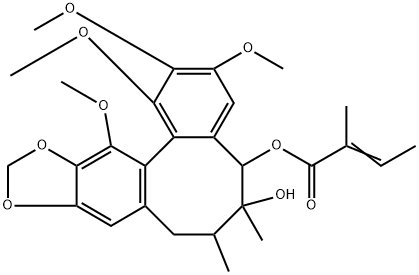 2-Butenoic acid, 2-methyl-, (5R,6R,7S,13aS)-5,6,7,8-tetrahydro-6-hydroxy-1,2,3,13-tetramethoxy-6,7-dimethylbenzo[3,4]cycloocta[1,2-f][1,3]benzodioxol-5-yl ester, (2Z)- Structure