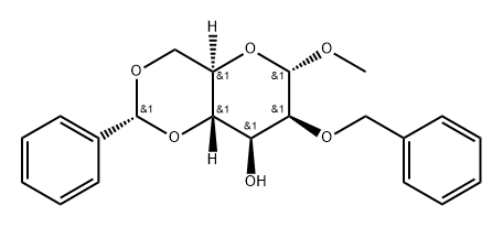 Methyl 2-O-benzyl-4,6-O-benzylidene-α-D-mannopyranoside 化学構造式