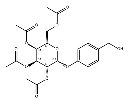 α-D-Glucopyranoside, 4-(hydroxymethyl)phenyl, 2,3,4,6-tetraacetate 化学構造式