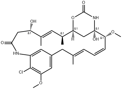 Maytansine, O3-de2-(acetylmethylamino)-1-oxopropyl-4,5-deepoxy-4,5-didehydro-22-demethyl- 化学構造式