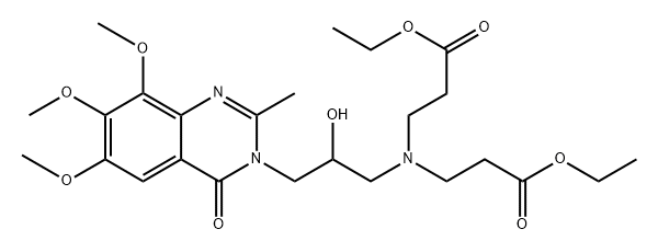 -bta--Alanine,  N-(3-ethoxy-3-oxopropyl)-N-[2-hydroxy-3-(6,7,8-trimethoxy-2-methyl-4-oxo-3(4H)-quinazolinyl)propyl]-,  ethyl  ester 结构式