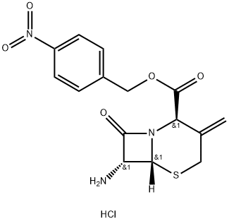 5-Thia-1-azabicyclo[4.2.0]octane-2-carboxylic acid, 7-amino-3-methylene-8-oxo-, (4-nitrophenyl)methyl ester, monohydrochloride, [2R-(2α,6α,7β)]- (9CI) Structure