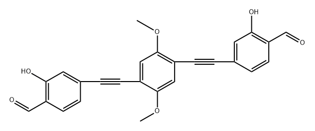 4,4-((2,5-二甲氧基-1,4-亚苯基)双(乙炔-2,1-二基))双(2-羟基苯甲醛),791068-98-9,结构式