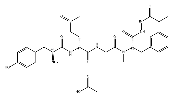 L-Tyr-4-(メチルスルフィニル)-D-Abu-Gly-N-メチル-L-Phe-[(1-オキソプロピル)アミノ]-NH2·酢酸 化学構造式