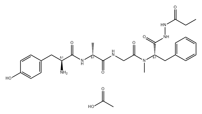 N'-(L-Tyr-D-Ala-Gly-4-メチル-L-Phe-)プロパン酸ヒドラジド·酢酸塩 化学構造式