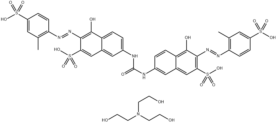 2-Naphthalenesulfonic acid, 7,7-(carbonyldiimino)bis4-hydroxy-3-(2-methyl-4-sulfophenyl)azo-, sodium salt, compd. with 2,2,2-nitrilotrisethanol Struktur