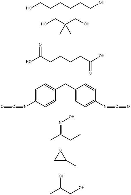 Hexanedioic acid, polymer with 2,2-dimethyl-1,3-propanediol, 1,6-hexanediol, 1,1-methylenebis4-isocyanatobenzene, methyloxirane and 1,2-propanediol, Me Et ketone oxime-blocked,79357-70-3,结构式
