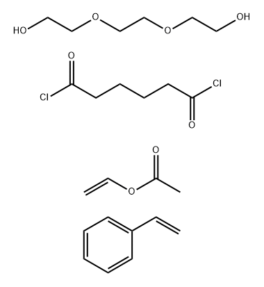 Acetic acid ethenyl ester polyner with 2,2′- [1,2-ethanediylbis(oxy)]bisethanol, ethenyl- benzene, hexanedioyl dichloride and hydrogen peroxider (H2O2) 结构式