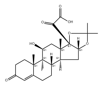 Pregn-4-en-21-oic acid, 9-fluoro-11-hydroxy-16,17-[(1-methylethylidene)bis(oxy)]-3,20-dioxo-, (11β,16α)- (9CI) Struktur