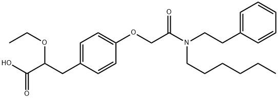 Benzenepropanoic acid, α-ethoxy-4-[2-[hexyl(2-phenylethyl)amino]-2-oxoethoxy]- Structure