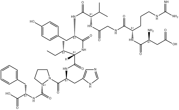 L-Phenylalanine, L-α-aspartyl-L-arginylglycyl-L-valyl-L-tyrosyl-L-isoleucyl-L-histidyl-L-prolyl- Struktur
