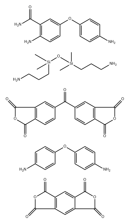 2-Amino-5-(4-aminophenoxy)benzamide polymer with 1H,3H-benzo[1,2-c:4,5-c']difuran-1,3,5,7-tetrone,
5,5'-carbonylbis[1,3-isobenzofurandione],
4,4'-oxybis[benzenamine] and 3,3'-(1,1,3,3-tetramethyl-1,3-disiloxanediyl)bis[1-propanamine],82370-41-0,结构式