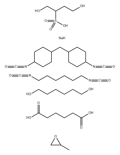 Hexanedioic acid, polymer with 1,4-dihydroxy-2-butanesulfonic acid monosodium salt, 1,6-diisocyanatohexane, 1,6-hexanediol, 1,1'-methylenebis[4-isocyanatocyclohexane] and methyloxirane|二环己甲烷-4,4'-二异氰酸酯与己二酸、1,4-二羟基-2-丁烷磺酸钠盐、1,6-二异氰基己烷、1,6-二羟基己烷和氧化丙烯的聚合物