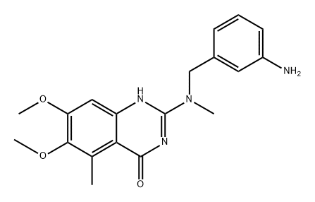 2-((3-Aminobenzyl)(methyl)amino)-6,7-dimethoxy-5-methylquinazolin-4(1H)-one 结构式