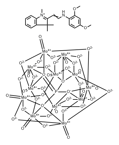 3H-Indolium, 2-[2-[(2,4-dimethoxyphenyl)amino]ethenyl]-1,3,3-trimethyl-, tetracosa-μ-oxododecaoxo[μ12-[phosphato(3-)-κO:κO:κO:κO':κO':κO':κO'':κO'':κO'':κO''':κO''':κO''']]dodecamolybdate(3-) (3:1) Structure