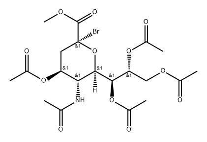 β-Neuraminic acid, N-acetyl-2-bromo-2-deoxy-, methyl ester, 4,7,8,9-tetraacetate 化学構造式