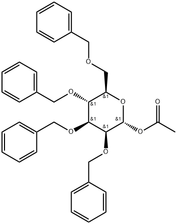 (2R,3S,4S,5R,6R)-3,4,5-tris(Benzyloxy)-6-((benzyloxy)methyl)tetrahydro-2H-pyran-2-yl acetate Structure