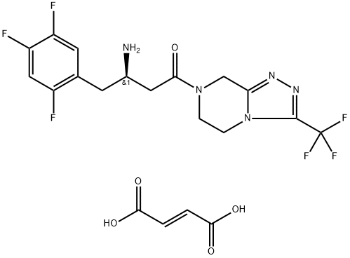 1,2,4-Triazolo[4,3-a]pyrazine, 7-[(3R)-3-amino-1-oxo-4-(2,4,5-trifluorophenyl)butyl]-5,6,7,8-tetrahydro-3-(trifluoromethyl)-, (2E)-2-butenedioate (1:1),837430-24-7,结构式