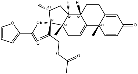 Pregna-1,4,9(11)-triene-3,20-dione, 21-(acetyloxy)-17-[(2-furanylcarbonyl)oxy]-16-methyl-, (16α)- Struktur