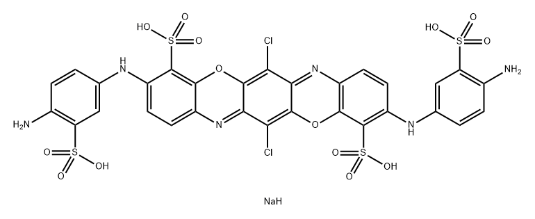 tetrasodium 3,10-bis[(4-amino-3-sulphonatophenyl)amino]-6,13-dichlorotriphenodioxazine-4,11-disulphonate Struktur