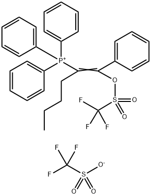 Phosphonium, triphenyl[1-[phenyl[[(trifluoromethyl)sulfonyl]oxy]methylene]pentyl]-, 1,1,1-trifluoromethanesulfonate (1:1) Structure