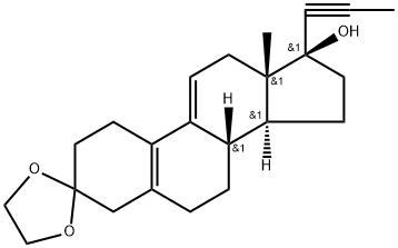 Estra-5(10),9(11)-dien-3-one, 17-hydroxy-17-(1-propyn-1-yl)-, cyclic 1,2-ethanediyl acetal, (17β)- Structure