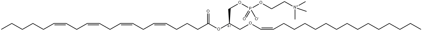 3,5,8-Trioxa-4-phosphaoctacosa-13,16,19,22-tetraen-1-aminium, 7-[[(1Z)-1-hexadecen-1-yloxy]methyl]-4-hydroxy-N,N,N-trimethyl-9-oxo-, inner salt, 4-oxide, (7R,13Z,16Z,19Z,22Z)-,84460-45-7,结构式