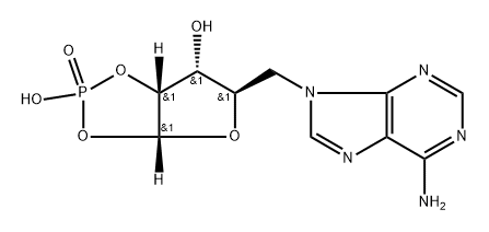 5'-(6-aminopurin-9-yl)-5'-deoxyribofuranose 1',2'-cyclic monophosphate 化学構造式