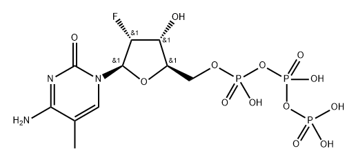 2'-Deoxy-2'-fluoro-5-methylcytidine 5'-triphosphate 化学構造式
