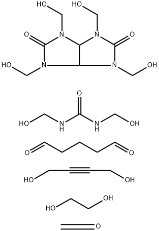 84777-57-1 Urea, N,N'-bis(hydroxymethyl)-, reaction products with 2-butyne-1,4-diol, ethylene glycol, formaldehyde, glutaraldehyde and tetrahydro-1,3,4,6-tetrakis(hydroxymethyl)imidazo[4,5-d]imidazole-2,5(1H,3H)-dione