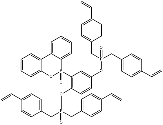 2-(6-oxido-6H-dibenz[c,e][1,2]oxaphosphorin-6-yl)-1,4-phenylene bis[(4-ethenylphenyl)methyl] phosphinic acid ester Structure