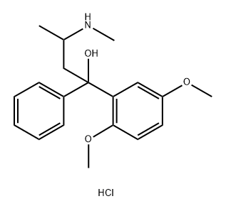Benzenemethanol, 2,5-dimethoxy-α-[2-(methylamino)propyl]-α-phenyl-, hydrochloride (1:1) 化学構造式