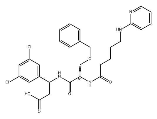 β-Alanine, N-[1-oxo-5-(2-pyridinylamino)pentyl]-O-(phenylmethyl)-L-seryl-3-(3,5-dichlorophenyl)- Struktur