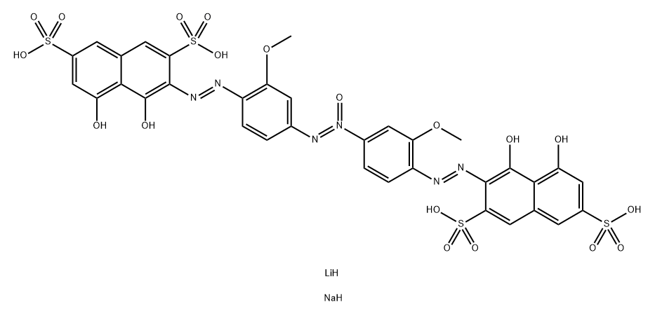 3,3'-[azoxybis[(2-methoxy-p-phenylene)azo]]bis[4,5-dihydroxynaphthalene-2,7-disulphonic] acid, lithium sodium salt Struktur