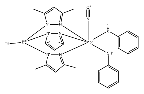 bis(benzenethiolato)nitrosyl(tris(3,5-dimethyl-1-pyrazolyl)hydroborato)molybdenum(II),85215-20-9,结构式
